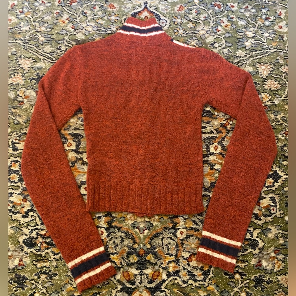 Urban Outfitters Rust Sweater with Striped Cuffs